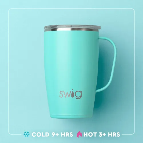Miniatura 4 de Swig Life - Taza de café de viaje de 22 onzas, vaso con aislamiento térmico con asa y tapa, para portavasos y lavavajillas, de acero inoxidable
