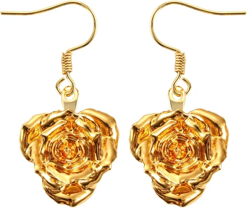 Miniatura 15 de Aretes de rosa chapados en oro para mujer, aretes de rosa de moda, el mejor regalo para esposa, madre en el día de San Valentín, aniversario