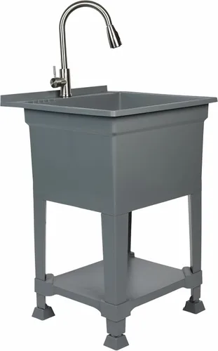 Miniatura 13 de UTILITYSINKS Fregadero Utilitario Independiente con Dren de Conexión Rápida, 24 x 24 Pulgadas, Negro - Fregadero Portátil y Compacto con Grifo
