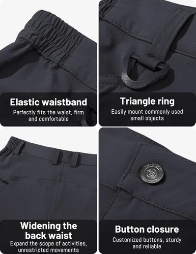 Miniatura 5 de TACVASEN Pantalones tácticos ligeros para senderismo, impermeables, de secado rápido, para trabajo, lluvia, exteriores, 8 bolsillos
