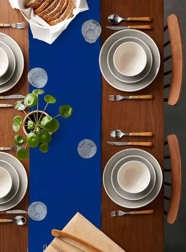 Miniatura 4 de Camino de mesa azul con alce navideño – 90 pulgadas de largo, copo de nieve de invierno, decoración de mesa de comedor para cocina, granja, Alce azul