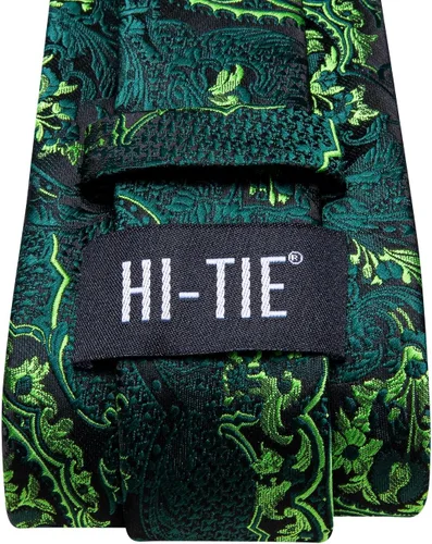 Miniatura 184 de Hi-Tie Corbatas de seda para hombre, diseño de cachemira a rayas, con bolsillo, gemelos cuadrados, conjunto formal de negocios