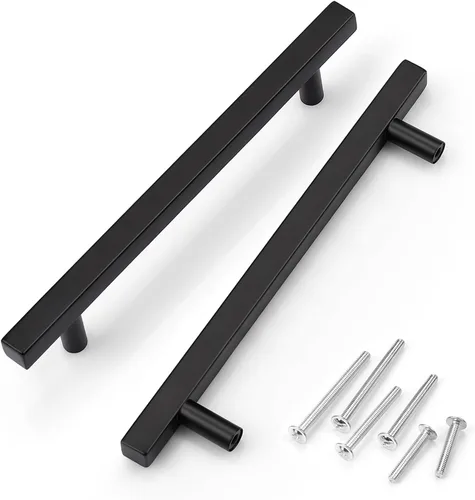 Miniatura 24 de KNOBWELL - Paquete de 5 tiradores modernos de acero inoxidable para puertas de armarios, cajones de cocina, baño, distancia entre agujeros 2.52 Negro