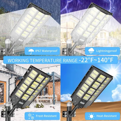 Miniatura 3 de Luz solar de calle de 8000 W, impermeable, 240000 lúmenes, funciona con energía solar, luces de estacionamiento grandes, luz de calle grande