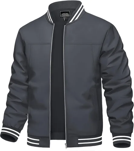Miniatura 13 de TACVASEN Chaqueta ligera para hombre, casual, primavera, otoño, cortavientos, bombardero, con cremallera, abrigo con bolsillo