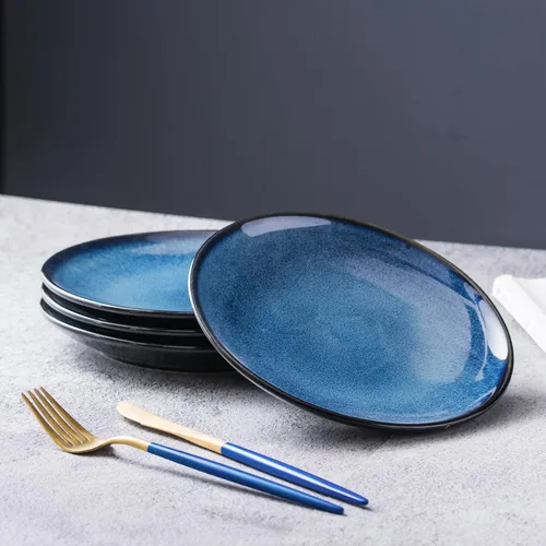 Miniatura 3 de UNICASA Juego de 4 platos de cerámica para postre, platos reactivos de 8 pulgadas para aperitivos, aperitivos, ensaladas, platos para servir, aptos
