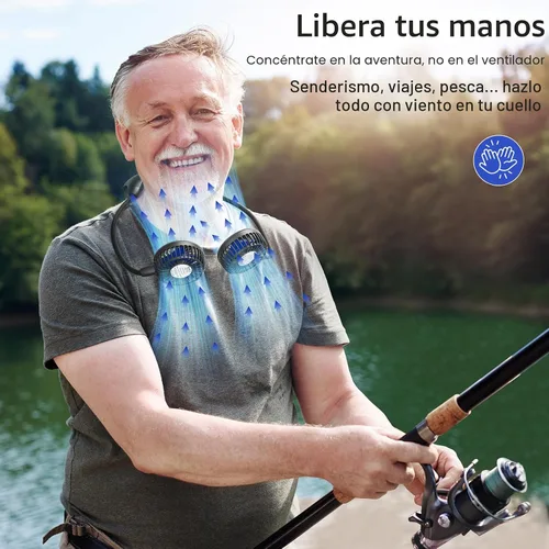 Miniatura 4 de HandFan Ventilador de cuello portátil de 10000 mAh recargable, 48 horas de larga duración, ventiladores de collar manos libres, ventilador