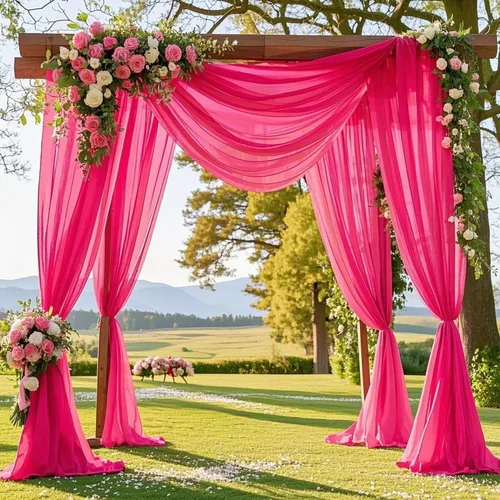 Miniatura 10 de Tela de gasa para arco de boda, 2 paneles de 6 yardas, cortinas de techo transparentes de gasa para fiestas, bodas, ceremonias, recepciones, Azul