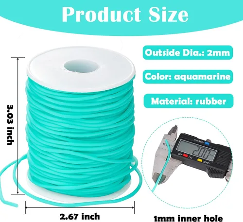 Miniatura 2 de Cable de tubo hueco de goma de 54 yardas, tubo de 0.079 pulgadas, cable de barbero para tejer con agujero de 0.039 pulgadas (0.039 in), protector