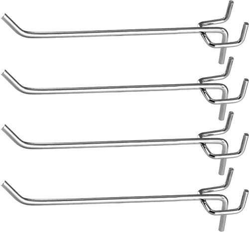 Jiozermi 50 ganchos para tablero de clavijas de 6 pulgadas, ganchos de clavija resistentes, ganchos de metal para estantes de 1/4 pulgadas y 1/8
