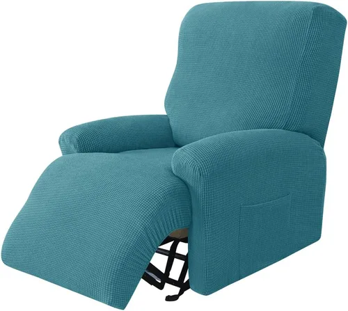 Miniatura 13 de Funda elástica de jacquard para silla reclinable, funda de sofá de poliéster de 4 piezas con bolsillo lateral, lavable a máquina