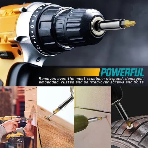 Miniatura 9 de Regalos para hombres – Juego de 22 extractores de tornillos dañados de titanio, removedor para tornillos de cabeza pelada, tuercas y pernos