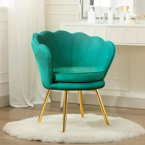 Miniatura 19 de Czlolo Juego de 2 sillas decorativas, sillas de tocador de terciopelo con respaldo, silla decorativa pequeña moderna de mediados de siglo para sala