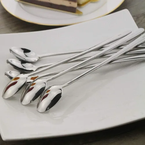 Miniatura 4 de Cuchara de mango largo, cuchara de té helado de 9 pulgadas, cucharadita de acero inoxidable 18/10 prémium para mezclar, mezclar cócteles, té, café
