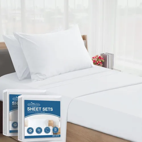 Miniatura 17 de SPRINGSPIRIT Juego de sábanas para sofá cama tamaño Queen, juego de sábanas de 4 piezas con bolsillos de hasta 8 pulgadas de profundidad, sábanas