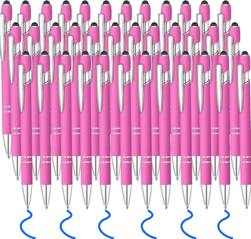 Miniatura 11 de 36 bolígrafos de tinta azul con lápiz capacitivo 2 en 1 para pantallas táctiles, colegio, oficina, compañeros de trabajo (negro)