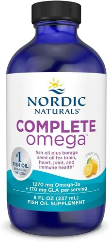 Nordic Naturals Omega completo, sabor a limón, 8 onzas, 1270 mg de omega-3, EPA y DHA con GLA añadido, piel saludable, cognición, estado de ánimo