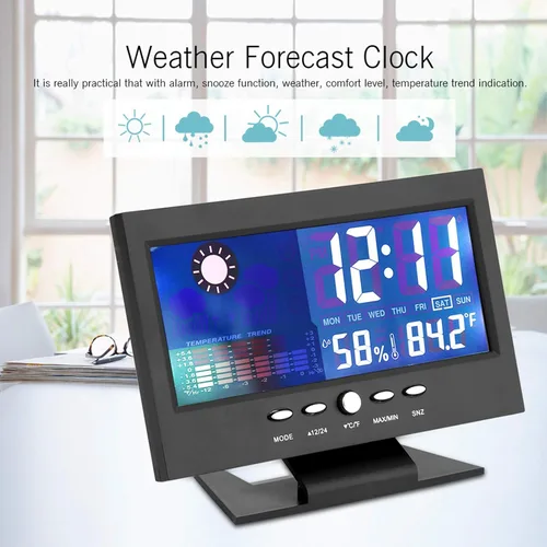 Miniatura 3 de Reloj digital, pantalla digital de temperatura y humedad con alarma, 12/24 horas conmutable para actividades y regalos