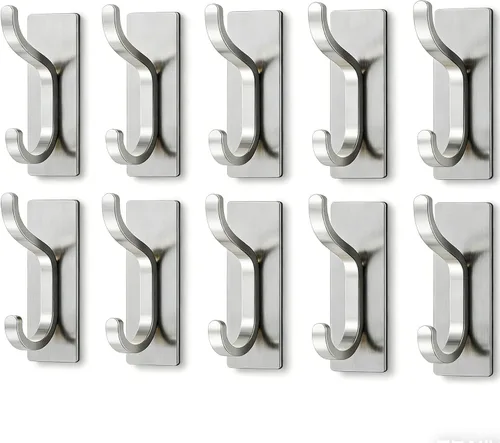 Miniatura 21 de pickpiff Ganchos de Pared Adhesivos para Abrigos - Percha de Puerta Resistente Stick-On, Gancho de Metal para Colgar Toalla, Bolso, Bata, Mochila