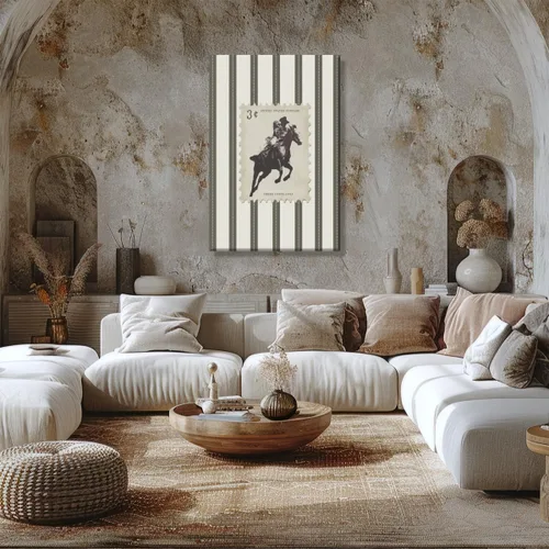 Miniatura 5 de Póster vintage a rayas de Rodeo y vaquero, sello retro de tres centavos, impresión en lienzo de caballo y caballo arte de pared occidental, estilo-1