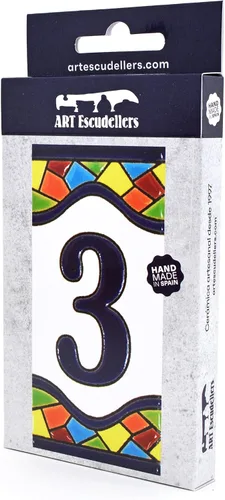Miniatura 3 de Números de casa 4 pulgadas. Azulejos de números de casa pintados a mano para letreros, direcciones y nombres. Números de dirección para casas.