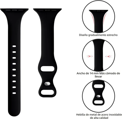 Miniatura 3 de Acrbiutu - Correas compatibles con Apple Watch de 38, 40, 41, 42, 44, 45, 46 y 49 mm, delgada, de silicona, para iWatch serie Ultra, 10, 9, 8, 7, 6