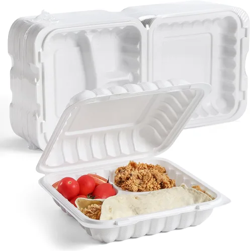 Miniatura 12 de YANGRUI Contenedores para Alimentos de 9 x 6 pulgadas, 28 onzas, paquete de 50 unidades – Envuelto en Plástico PP Relleno de Minerales Libre de BPA
