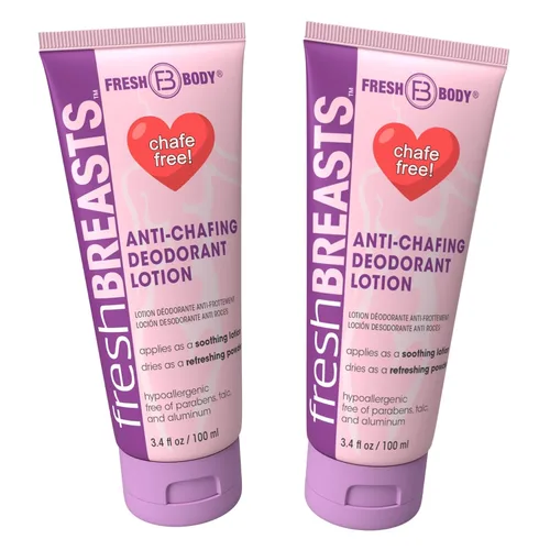 Fresh BREASTS - Desodorante antirozaduras en polvo para debajo de los senos, muslos internos, loción hecha sin talco, aluminio, parabenos o