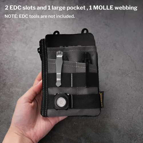 Miniatura 3 de VIPERADE VE18 EDC Bolsa, Organizador de Bolsillo para Hombres, Organizador de Bolsillo EDC, 3 Ranuras con 2 Bolsillos con Cremallera, Bolsa Gris