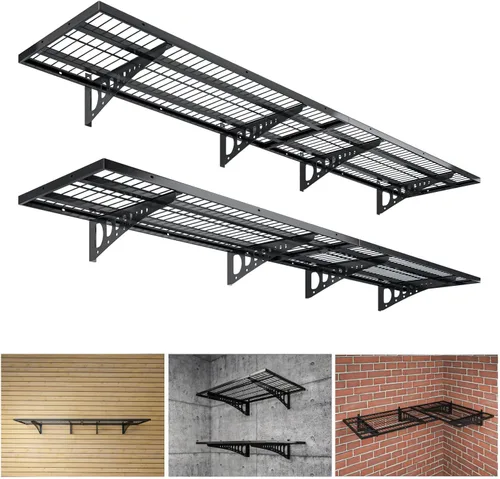 Miniatura 7 de Paquete de 2 estantes de pared de garaje de 2 x 3 pies (24 x 36 pulgadas), capacidad de carga de 500 libras, estantes montados en la pared