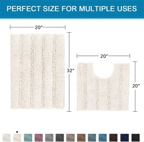 Miniatura 230 de H.VERSAILTEX Tapetes de baño antideslizantes para baño, alfombras de baño extragruesas de felpilla a rayas, tapetes de baño de 47" x 17", alfombras
