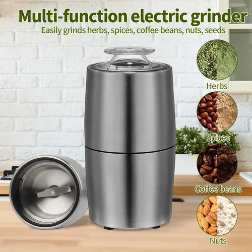 Miniatura 3 de Molinillo de especias, molinillo de café, molinillo eléctrico de hierbas de 200 w, configuración de cuerpo y cuchilla de acero inoxidable
