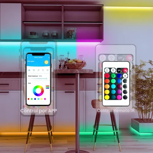 Miniatura 3 de DAYBETTER - Tira de luces LED RGB inteligentes, luces LED de 50 pies para dormitorio con control de aplicación, cambiantes, multicolor