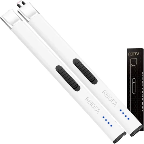 REIDEA Encendedores de velas electrónicas planas R1, resistente al viento, sin llama, USB, recargable, con botón seguro e indicador de encendido