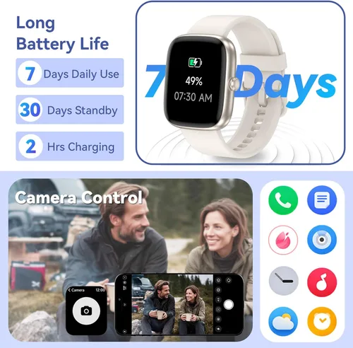 Miniatura 7 de DAVIKO Reloj podómetro para hombres y mujeres, pantalla de 1.83 pulgadas, rastreador de actividad física con respuesta/hacer llamadas, reloj