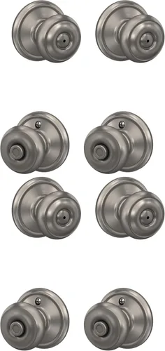Miniatura 87 de SCHLAGE F10 GEO 716 Pomo de Puerta Georgiano, Cerradura de Paso para Pasillo y Armario, Bronce Envejecido (Paquete de 4)