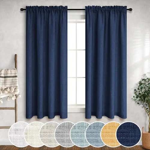 Miniatura 85 de Cortinas blancas puras de 38 pulgadas de ancho para dormitorio, juego de 2 paneles de cortinas de privacidad con bolsillo para barra, cortinas