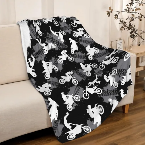 Manta de forro polar suave para regalo de motocicletas de motocross, manta acogedora de franela, aire acondicionado, 50x40 pulgadas para niños