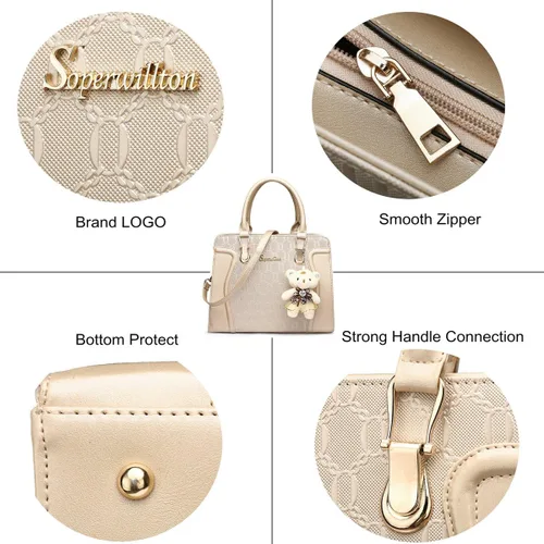 Miniatura 4 de Soperwillton Juego de 4 bolsas de mano para mujer, bolso de hombro con asa superior