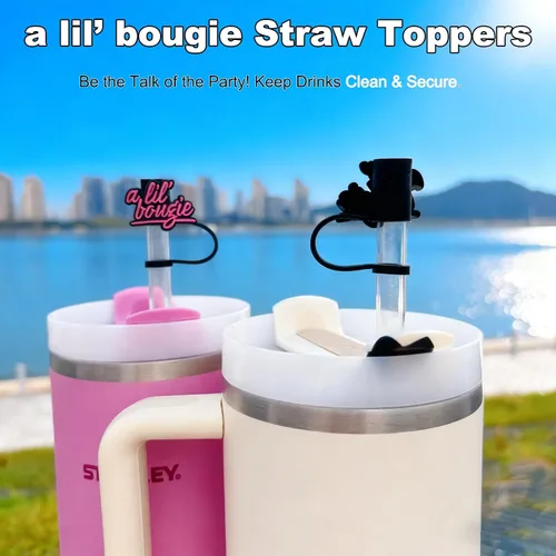 Miniatura 3 de Regalos de elefante blanco, divertidos adornos de paja de A Lil' Bougie compatibles con vasos Stanley de 30 onzas/40 onzas, 4 fundas de popote