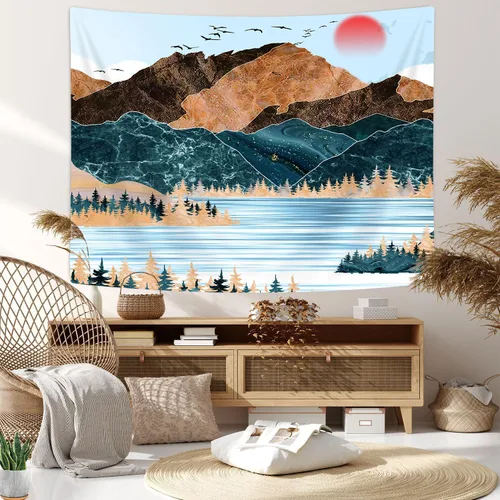 Miniatura 8 de Divertido tapiz psicodélico de luz negra, Hokusai Ukiyoe, The Great Wave Off Kanagawa UV reactivo al atardecer para colgar en la pared, tapices