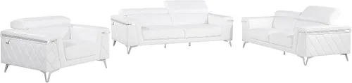 Miniatura 25 de Blackjack Furniture Amalfi - Juego de sofá de cuero italiano de grano superior para sala de estar con elegante diseño italiano, reposacabezas