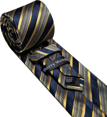 Miniatura 65 de Barry.Wang Juego de corbatas para hombre, corbata de seda a rayas, tejido a cuadros, gemelos formales, negocios, boda