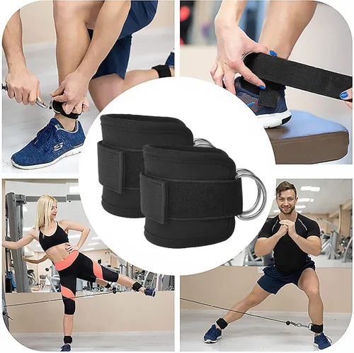 Miniatura 6 de Correas de tobillo de fitness para máquinas de cable, paquete de 2, cómodas y ajustables, puños de tobillo y muñeca acolchados, correas para piernas