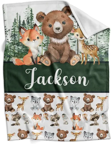 Miniatura 10 de Mantas de bebé personalizadas para niños, regalos personalizados para bebés con nombre, manta de forro polar suave y ligera (león bebé)