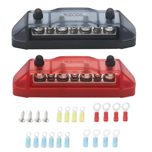 Miniatura 7 de Recoil S2P-516 Barra colectora con pernos dobles de 5/16” y terminales de tornillo #8, bloque de distribución de potencia con terminales de anillo