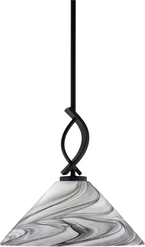 Miniatura 83 de Toltec Lighting Cavella Stem Colgado Mini colgante, acabado grafito, vidrio de muselina blanca de 4 pulgadas