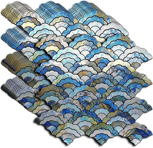 XUANINY 11 hojas de azulejos autoadhesivos para salpicaduras de metal, mosaico de aluminio en forma de nube adhesivo 3D para decoración de pared