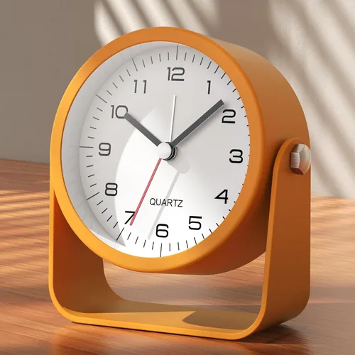 Miniatura 8 de AYRELY® Reloj despertador analógico pequeño de 3.5 pulgadas, funciona con pilas, bonito reloj de mesa con luz, ángulo ajustable para viajes, mesita