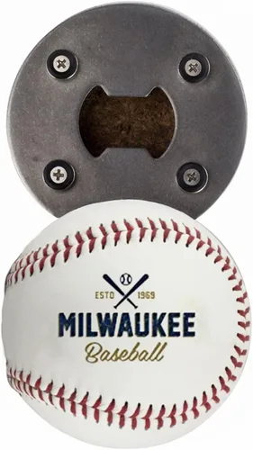 Miniatura 8 de Abrebotellas Chicago C, hecho de una pelota de béisbol real, el abrelatas de béisbol, captador de tapas, imán para nevera